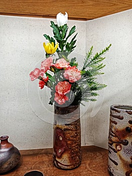 Flowers in Bizen pottery photo