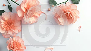 Flowers with blank card in Peach Fuzz