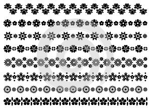 Flowers. Border from various flowers. Seamless pattern. Vector