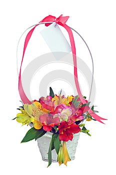 Flowers bouquet gift, isolated on white