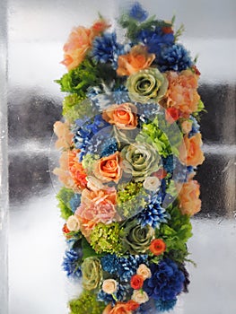 Flowers Bouquet in Ice Cube in Vertical