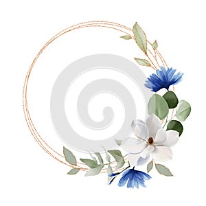 Flowers bouquet isolated on white background. White, purple, very peri tropical flowers with green leaves. Spring floral