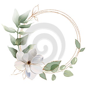 Flowers bouquet isolated on white background. White, purple, very peri tropical flowers with green leaves. Spring floral
