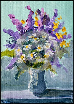 Flowers Bouquet in a Vase Oil Painting