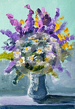 Flowers Bouquet in a Vase Oil Painting