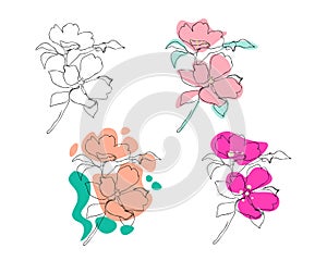 Flowers bouquete one line drawing