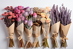 Flowers in bunches herbs dried flowers in kraft paper