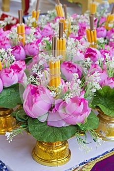 Flowers and candles for the altar