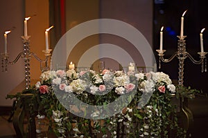 Flowers and candles photo