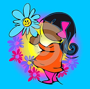 Flowers, Cartoon for Baby Girl Child-African Diversity