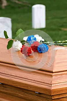 Flowers on casket