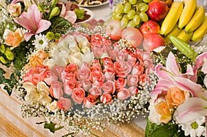 Flowers and celebratory table.