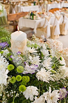 Flowers and celebratory table.