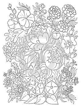Flowers. Coloring book antistress