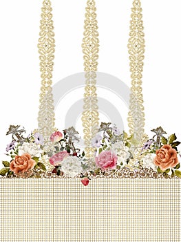 Flowers colors romantic baroque gold embroidery