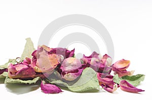 Flowers composition of dried rose flowers. Valentine`s day. Drie