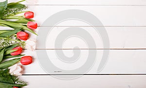 Flowers composition. Frame made of pink flowers on white background. Valentine& x27;s Day. Flat lay, top view.