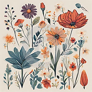 Flowers composition Illustration Floreal set