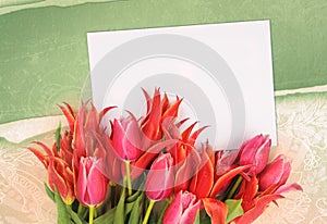 Flowers with congratulatory blank photo