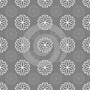 Flowers and curls. Seamless pattern. Simple repetitive pattern.