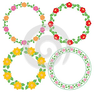 Flowers dahlia in ornamental frames - vector round decorations