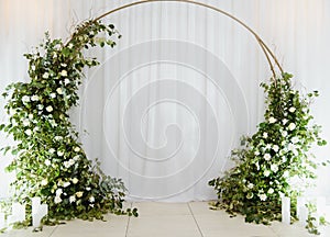 Flowers decorations during outdoor wedding ceremony