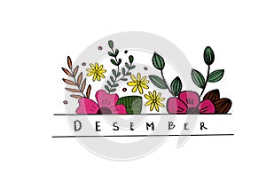 Flowers and Desember handwritten