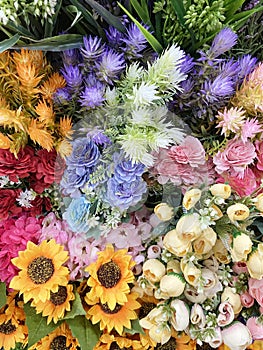Flowers on display at flower shop