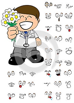 Flowers doctor cartoon expresion set