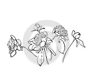 Flowers doodle sketch isolated vector