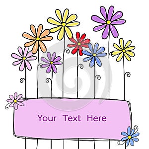 Flowers doodle with square for your text