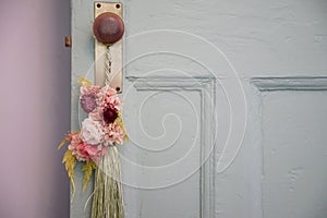 Flowers on the doorknob