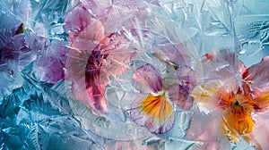 Flowers encapsulated in ice