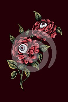 Flowers with eyes vector illustration