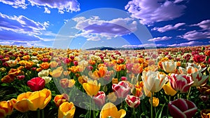 Flowers field in the sunny day, with clearly sky,