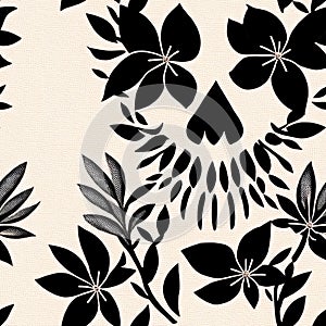 flowers floral pattern funky Skull background Print for textile, home decor, wallpaper, gift wrap  Generative AI