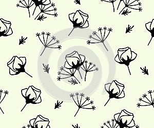 Flowers, floristics, floweret and floral, seamless vector background and pattern