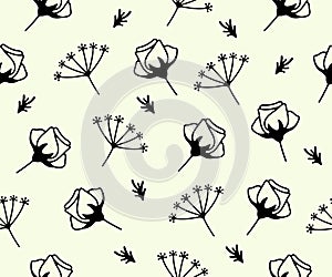 Flowers, floristics, floweret and floral, seamless vector background and pattern