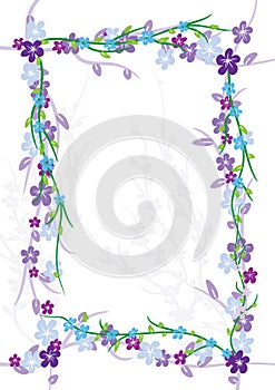 Flowers flourish frame white background purple