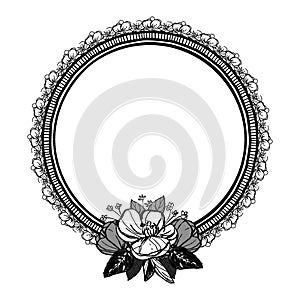 Flowers frame circle , vector illistration hand drawn photo