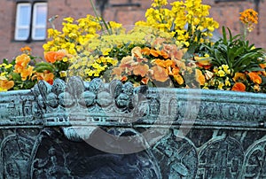 Flowers in front of the facade of the Copenhagen City Hall