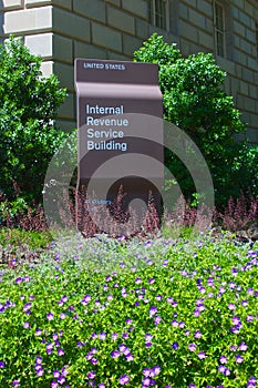 Flowers in front of IRS Building photo