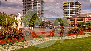 Flowers in the Garden of Rhapsody Plaza in the city of Kelowna