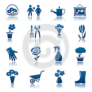 Flowers and gardening icon set