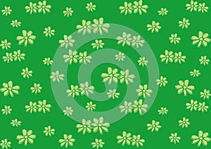 Flowers on green background, texture, vector icon