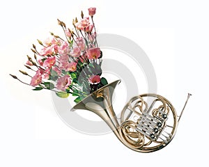 Flowers growing from French horn