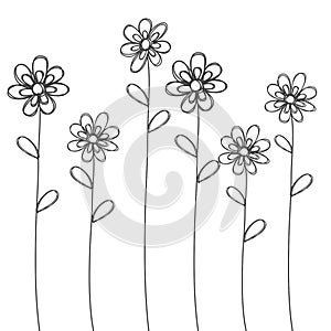 Květiny ručně malovaná černý vektor nebo karta 