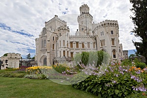 Flowers and Hluboka castle