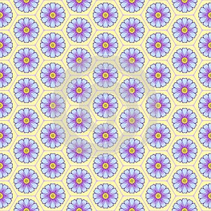 Flowers in honeycomb background vector seamless pattern