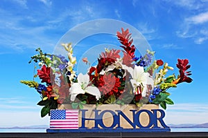 Flowers and honor at Mt. Soledad National Veterans Memorial